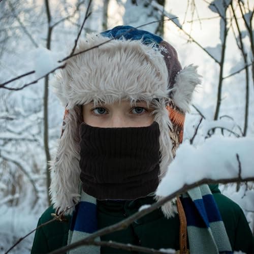 ATSNOSH 2 Pcs Neck Warmer for Men Women, Tube Scarf, Winter Windproof Thermal Fleece Neck Gaiters,Thermal Knitted Snood Scarf, for Motorcycle Running Cycling Ski (Black+Navy blue) — view 5