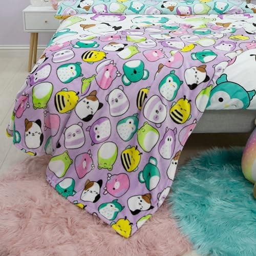 Squishmallows Officially Licensed Fleece Throw Blanket | Super Soft Warm Purple Throw, Playful Design | Perfect For Home, Bedroom, Sleepovers & Camping | Size 100 x 150cm — view 3