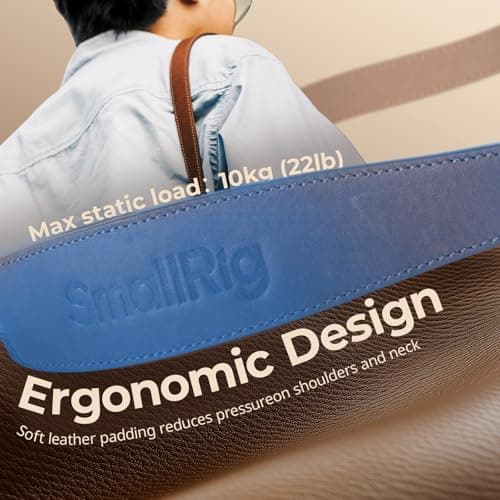 SMALLRIG Universal Leather Camera Shoulder Strap for DSLR Camera, Adjustable 100 to 110cm (39 to 43in), Max Load 10kg (22lb), Ergonomic Shoulder Support for Travel/Vlogging (Brown) - 5209 — view 4