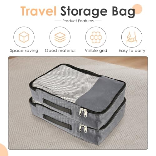 HAIJED 4 PCS Packing Cubes, Oxford Fabric Luggage Organisers for Suitcase, Travel Organiser Bags with Double Zipper Mesh Top, Travel Storage Bag for Clothes Shoes Toiletries — view 3