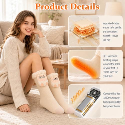Heated Socks for Women Men, Electric Socks, Heated Socks Rechargeable — view 2