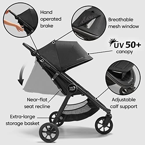 Baby Jogger City Mini GT2 All-Terrain Pushchair | Lightweight, Foldable Stroller | Opulent Black — view 6