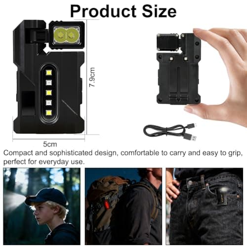 Aolso Rechargeable Torch, 500 Lumens Super Bright EDC Small Torch with Magnetic Base, 270° Rotatable Flashlight, USB-C, Pocket Flashlight for Headlamp Use, Rescue, Camping[Energy Class A] — view 2