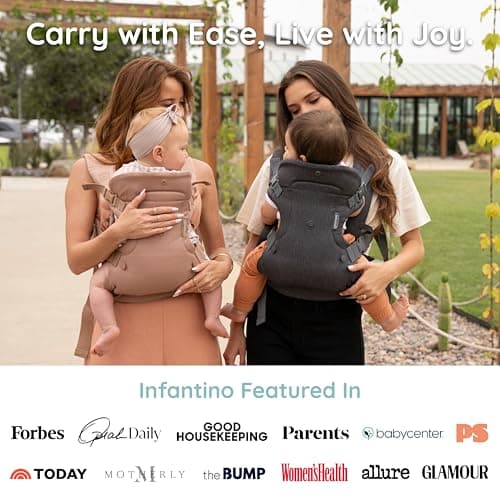 Infantino Flip Luxe 4-in-1 Convertible Baby Carrier, Ergonomic Infant to Toddler Carrier, Updated Lumbar Support, Premium Herringbone Fabric, Elevated Accents, Hands-Free Comfort, 3,2-16kg, Affogato — view 6