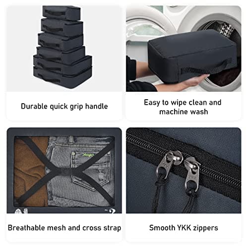 ECOHUB Packing Cubes for Suitcase 7 PCS Travel Organiser Packing Bags Recycled PET Eco Friendly Travel Accessories Shoes Bags Storage Bag Luggage Organiser Pouch(Dark Blue) — view 5