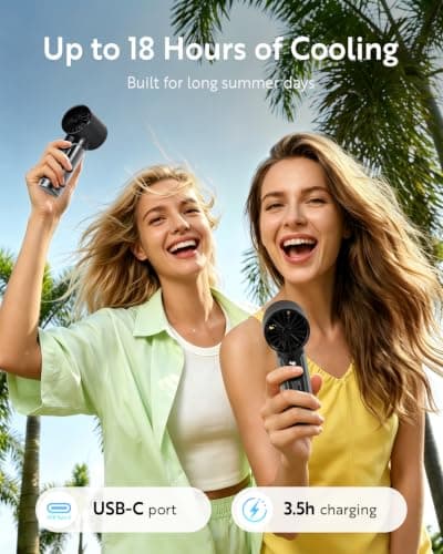 CHEERAIR Handheld Portable Fan, Adjustable Speed Powerful Mini Personal Fan, Rechargeable 5000mAh Battery Up to 18 Hours Runtime, Pocket Turbo Fan with Smart LED Display for Travel, Office, Outdoor — view 2