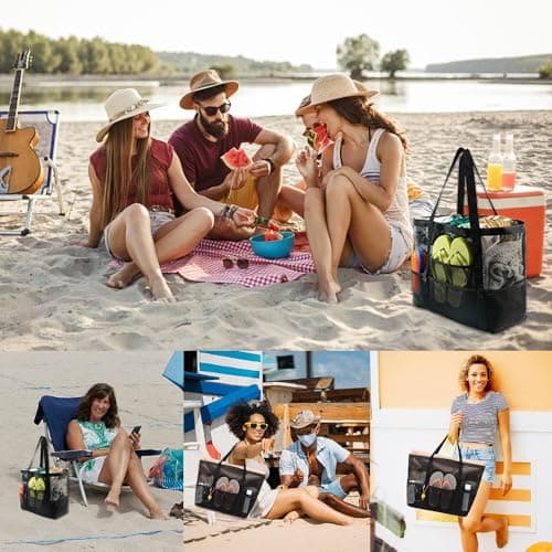 MQWDGJ Large Mesh Beach Bag for Women, Waterproof Sandproof Beach Tote Bag — view 6