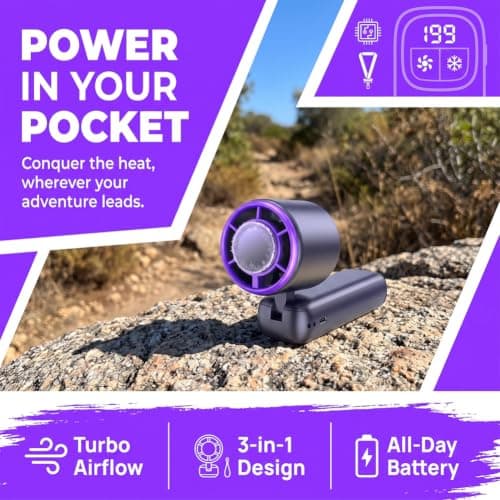 Portable Handheld Fan with Ice Cooler, Turbo Rechargeable Fan (Gray) — view 3