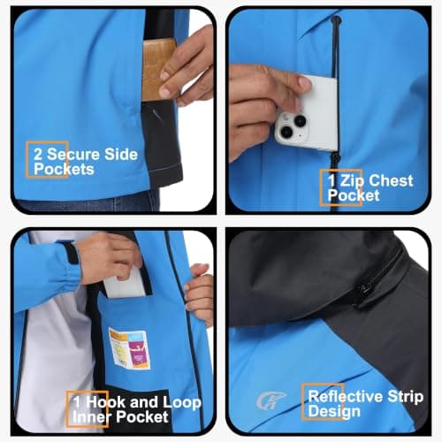 yuyangdpb Mens Waterproof Jacket Lightweight Hooded Raincoat — view 5