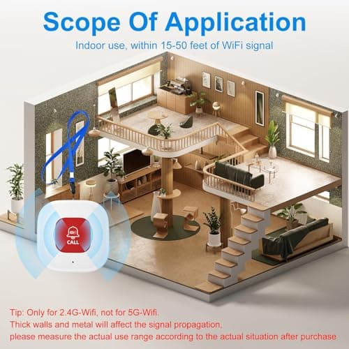 Tuya Wifi Smart Personal Alarms for Elderly, Wireless SOS Panic Call Button — view 4