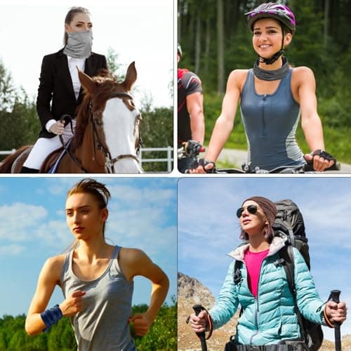 NACHLYNN 4 Pack Multifunctional Headwear Bandana Snoods,Neck Gaiter Nose Warmer Soft and Comfortable Snoods Scarf for Men and Women (Navy,Gray,Brown,Light Gray) — view 6