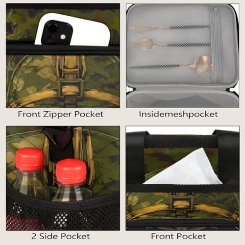 Pardick Camouflage Camo Skull Soft Cooler Bag Insulated Lunch Box for Men & Women, Large Leakproof Lunch Bag Portable Beach Cooler for Work, Picnic, Road Trips,Fishing, Travel, Camping,A-10 — view 4