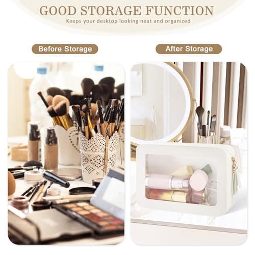 DAMILY Clear Makeup Bag Travel Toiletry Bags Cosmetic Pouch for Women Beige — view 4