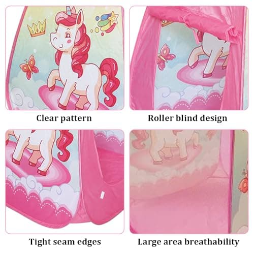 Pop Up Play Tent, Pop Up Tents for Kids, Unicorn Theme Playhouse, Foldable Kids Tent with Carry Bag, Indoor & Outdoor Play Tents for Boys Girls Toddlers (Unicorn) — view 6