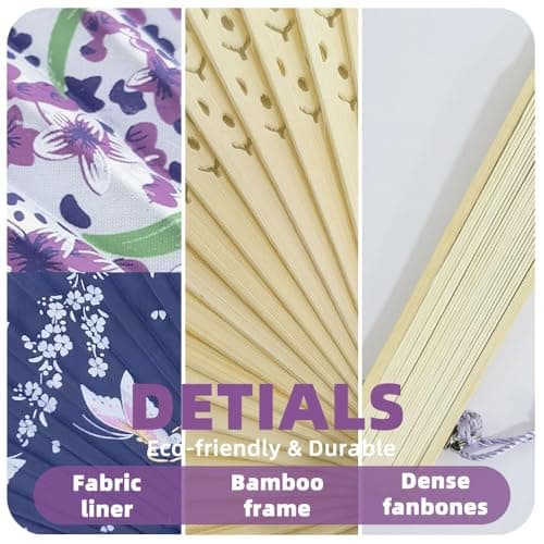 Belegao 2PCS Folding Hand Fans with Pouch and Tassel Elegant Hand Fans — view 3