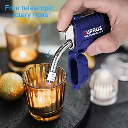 SUPRUS Windproof Waterproof LED Rechargeable USB C Candle Lighter Outdoors Blue — view 6