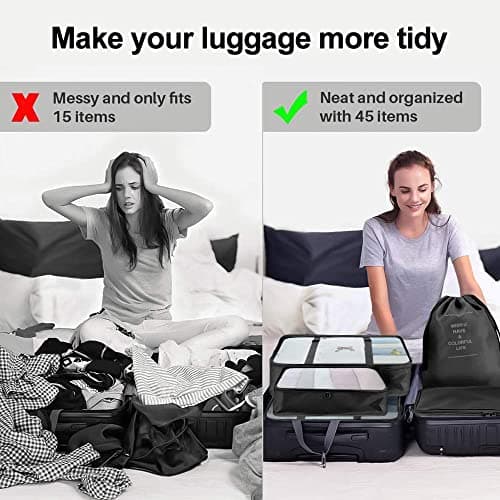 Packing Cubes for Suitcase,Geediar 9 PCS Travel Luggage Packing Organizers Waterproof Travel Essentials Bag Clothes Shoes Cosmetics Toiletries Storage Bags(e-Black) — view 5