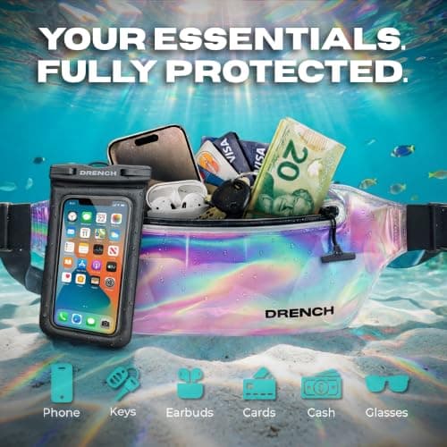 Drench Waterproof Bum Bag Iridescent – Submersible Dry Bag Waist Pouch for Swimming, Snorkeling, Kayaking – Waterproof Phone Case, Underwater Cell Phone Holder, Travel Beach Dry Bag, Waist Pack — view 5