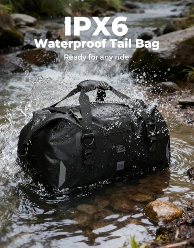 KEMIMOTO Motorcycle Tail Bag, 65L Waterproof, 4-Strap Mount for Touring — view 2