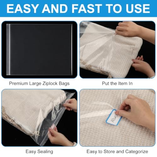 30 Pcs Large Ziplock Bags for Clothes, 70×60cm/60×50cm/50×40cm, Waterproof — view 3