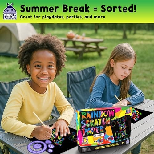 Rainbow Scratch Art Kit with Stencils, 79 Pc Craft Kit Ages 4-8 — view 2