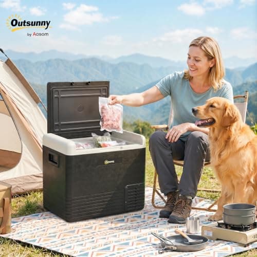 Outsunny 50L Car Refrigerator Portable Compressor Fridge Grey/Black — view 2