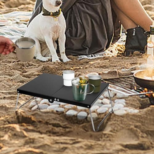JUTTAUTO Camping Portable Foldable Table, Aluminum Mini Small Coffee Tables with Carrying Bag, Ultralight Outdoor Hiking Picnic Table for Outdoor Camping,Cooking and Hiking — view 2