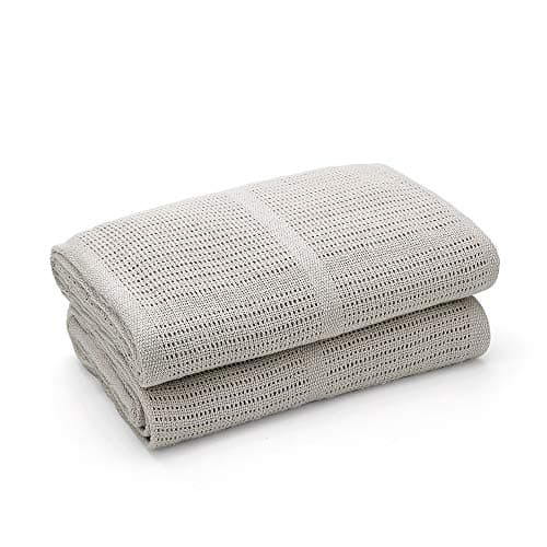 Bloomsbury Mill - Cellular Blankets Baby - Soft 100% Organic Cotton Baby Blanket - Pack of 2 - Essentials For Newborn - Ideal for Cot Bed, Travel, Car Seat, Pram, Moses Basket - Grey 75x95cm — view 2