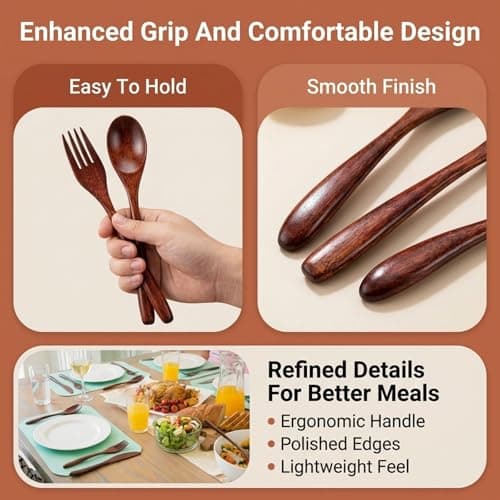 PureSphere 3Pcs Bamboo Travel Cutlery Set Reusable Portable for Camping Use — view 4