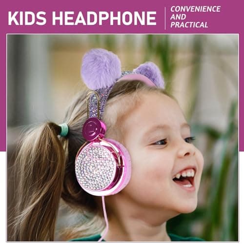 PartyKindom 2pcs Boys and Girls Plush Ear Headphones Noise Cancelling for Girl Comfortable over Ear Headset for Sleeping and Travel — view 4