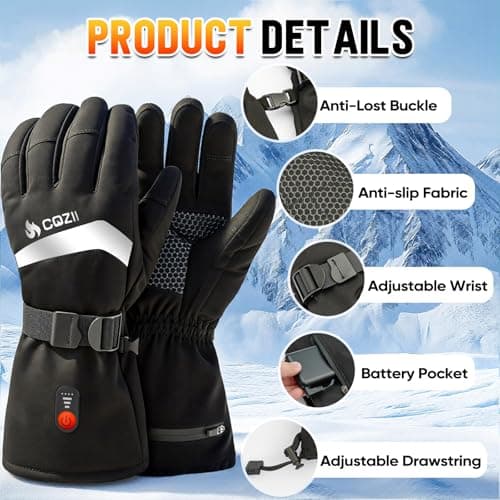 COZII Heated Gloves Rechargeable, 7.4V Electric Heated Gloves for Men Women Fast Heating, 3 Heat Settings & Touchscreen, Winter Hand Warmers Gloves for Sports, Cycling, Skiing — view 4