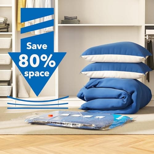 24 Pack Vacuum Storage Bags with Electric Air Pump,5 jumbo, 5 large, 5 midium, 5 small and 4 roll bags, Airtight Compression Bags for Clothes, Pillows, Comforters, Blankets, Bedding — view 3