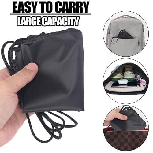 JFmall Drawstring Bags, Swim PE Bags Drawstring Gym Bag for Kids Adults String Swimming Sports Bag for School Sports Swimming Gym Travel Black — view 3