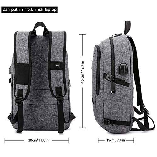 WENIG Anti-Theft Backpack,Business Laptop Backpack with USB Charging Port and Earphone Port with Lock Slim Water Resistant Bag Daypack Fits 15.6 Inch Computer Notebook Rucksack for Work, College — view 5