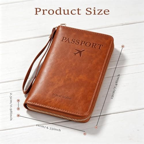 komforbaa RFID Travel Passport Wallet for Women & Men, Passport Holder with Phone Pocket, Holds Cards Cash & Boarding Pass, Travel Family Organizer, Brown — view 3