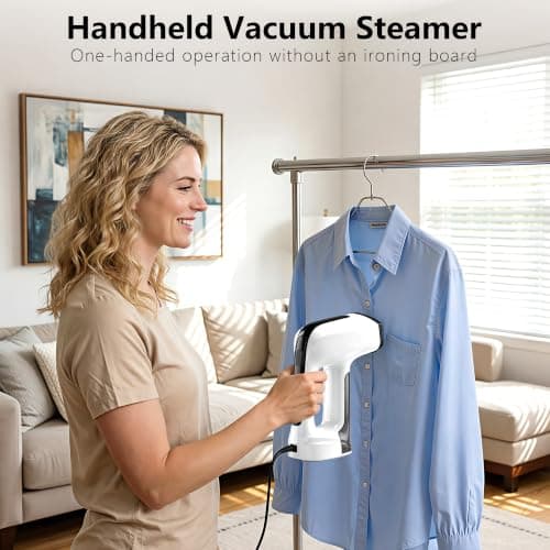 PKBD Vacuum Clothes Steamer Handheld for Clothes Portable Home&Travel,White — view 2