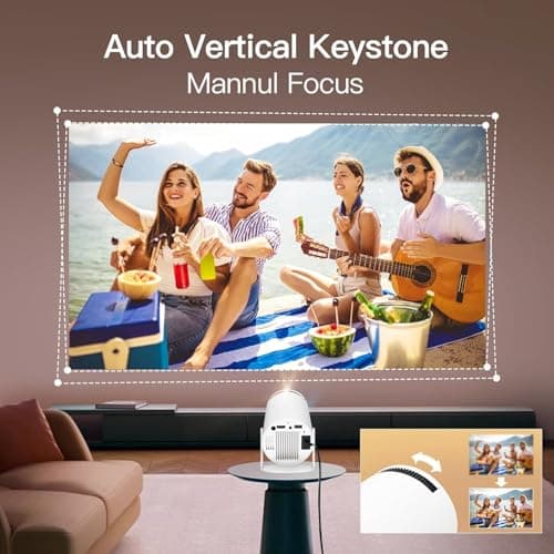 [Built-in Apps] Mini Projector with WIFI 6 and Bluetooth, 4K 1080P Support Portable Projector 180° Rotatable 130'' Screen Movie Projector Auto Keystone Compatible for Laptop, PC, Smartphone — view 6