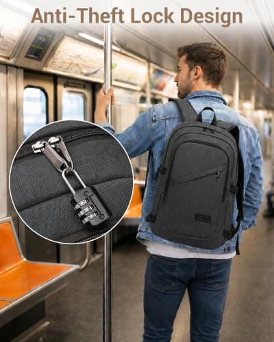Kono Laptop Backpack School Bag Anti Theft Rucksack for Men Dark Grey — view 5