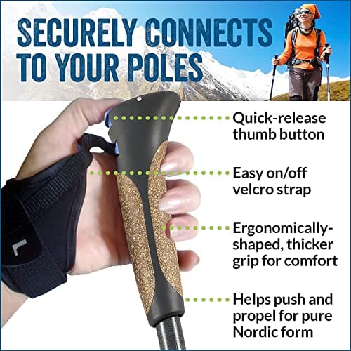 York Nordic Ultralight Folding Walking Poles - Travel Ready - with Rubber Feet, Baskets, and Bag (Above 5'7", Nordic Grips) — view 2