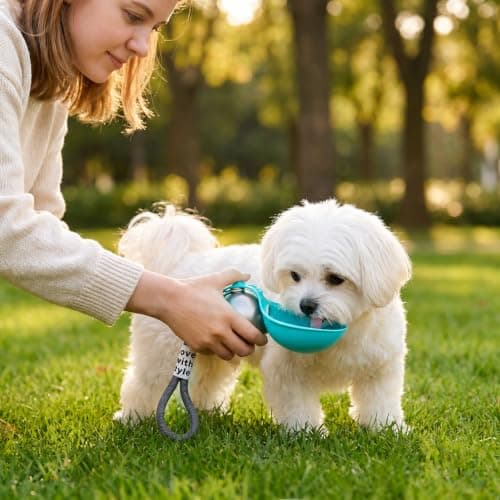 285ml Stainless Steel Dog Water Bottle for Walking, 2‑in‑1 Portable Pet Water Dispenser with Foldable Silicone Bowl, Outdoor Travel Dog Feeding & Watering Supplies (Blue) — view 5