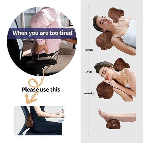 Jiangding Neck Pillow soft Bone shape for sofa Armchair Recliner Couch Office Chair Airplanes Sleeping Travel Great Pain Relief Supportive Neck Head Waist Fixable (Brown-ty) — view 4
