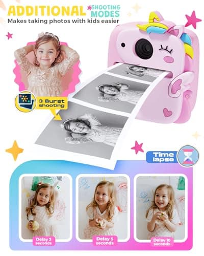 Kids Camera Instant Print,1080P Kids Digital Camera,Girls Gifts Toys Age 3+ — view 4