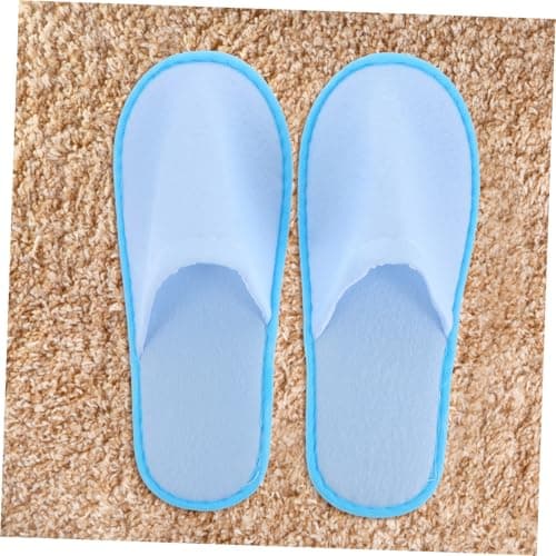TOPPERFUN Disposable Guest Slippers 10 Pairs Light Blue Brushed Hotel Set — view 4