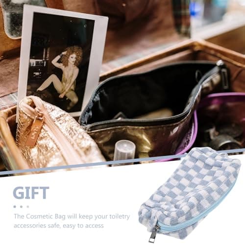 Levemolo Large Capacity Plaid Makeup Bag Woolen Yarn Cosmetic Bag Autumn and Winter Travel Portable for Women Easy Access Storage — view 3