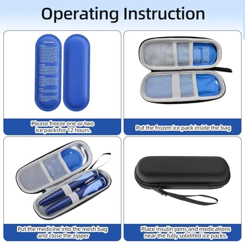 QILUCKY Insulin Cooler Travel Case, Diabetic Travel Case with 2 Nylon Ice Packs, Diabetic Supplies Insulin Pen Case, Portable Insulin Travail Case(Black) — view 6