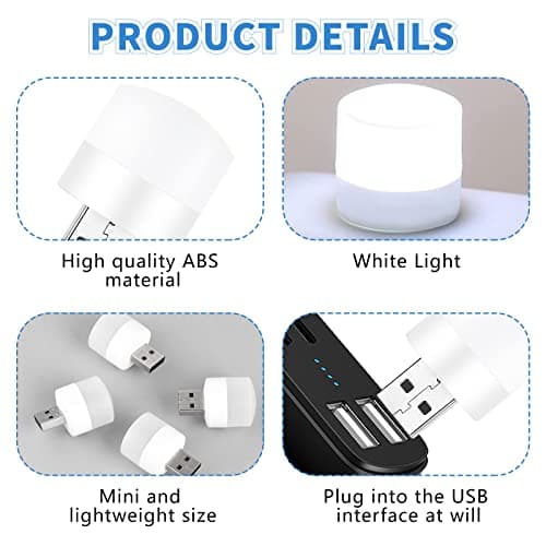 Melofo 9 PCS Mini USB Night Lights, White — view 3
