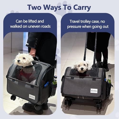 Galatée Dog Travel Bag With Removable Rolling Wheels, Airline Approved Pet Carrier, Foldable Cat Bag With Breathable Mesh, Pet Stroller(Black) — view 5