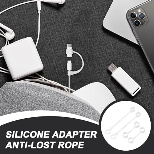 Cable Adapter Holder - Charging Keeper Tool, Silicone Sleeve Case, Anti-Lost Cover Set, 4 Pieces Cable Converter Travel Car Backpack Pocket Keychain | Protective Microo USB Type C Lightningg Tether — view 3
