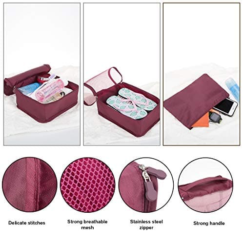 12 PCS Large Packing Cubes for Suitcases Various Sizes Suitcase Organiser Bags Lightweight Waterproof Luggage Organiser Bags (12, Burgundy) — view 4