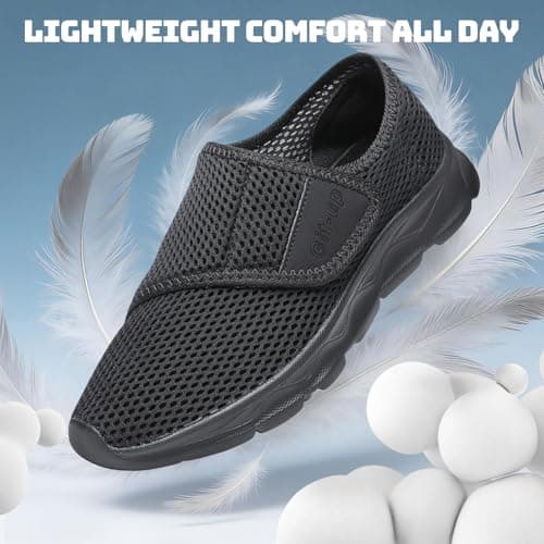 Git-up Women's Walking Shoes Ultra Lightweight and Breathable, Hook and Loop Water Shoes for Indoor and Outdoor, Slip On Athletic Shoes for Walking Hiking Stream, B-black, 7 — view 3